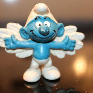 Smurfs 20071 Flying Smurf Angel Feather Wings Vintage Figure PVC Toy Figurine 3